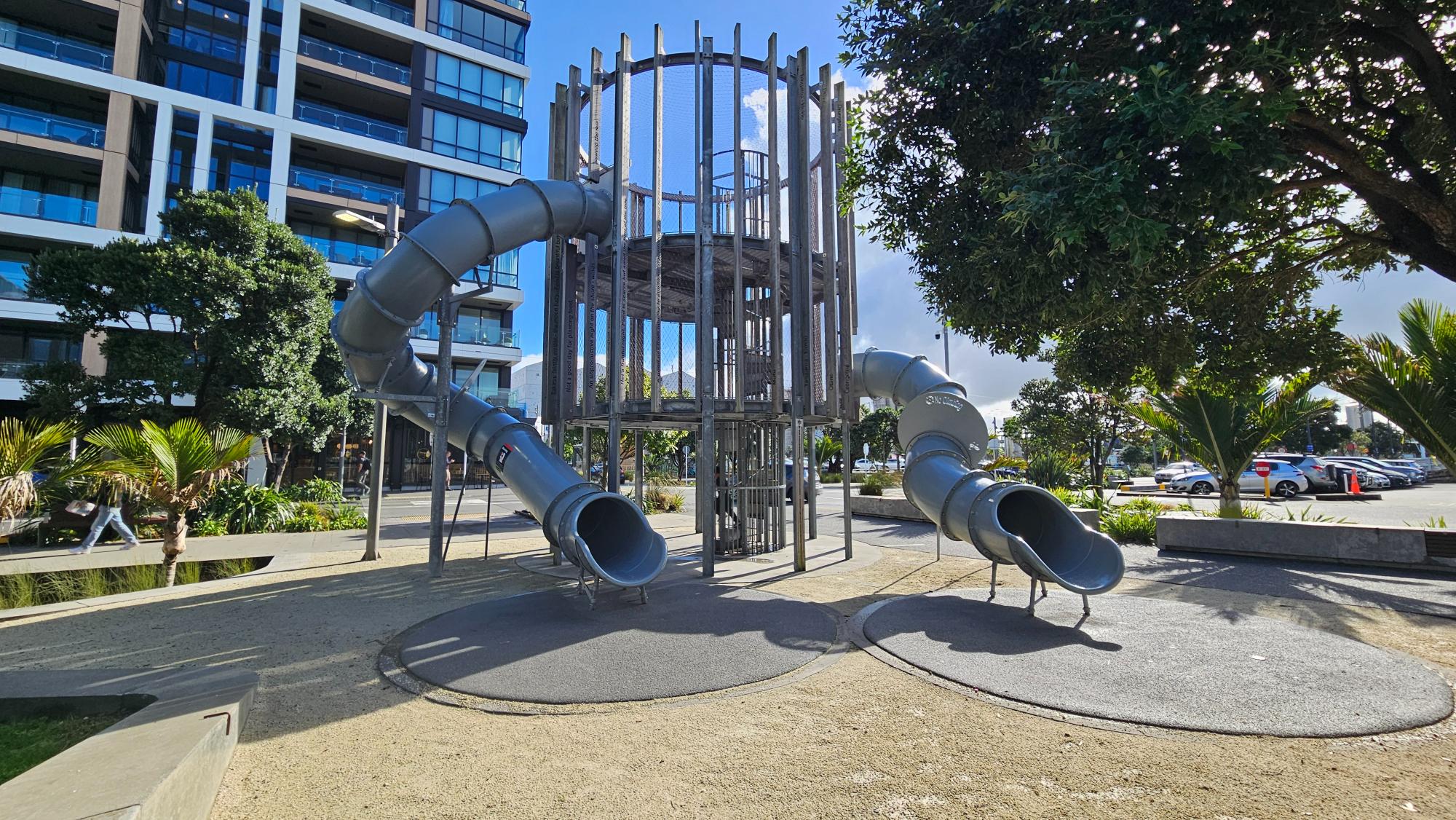 A short walk from Wynyard Quarter to Daldy Street Park — a slide-only play spot between Madden St and Daldy St