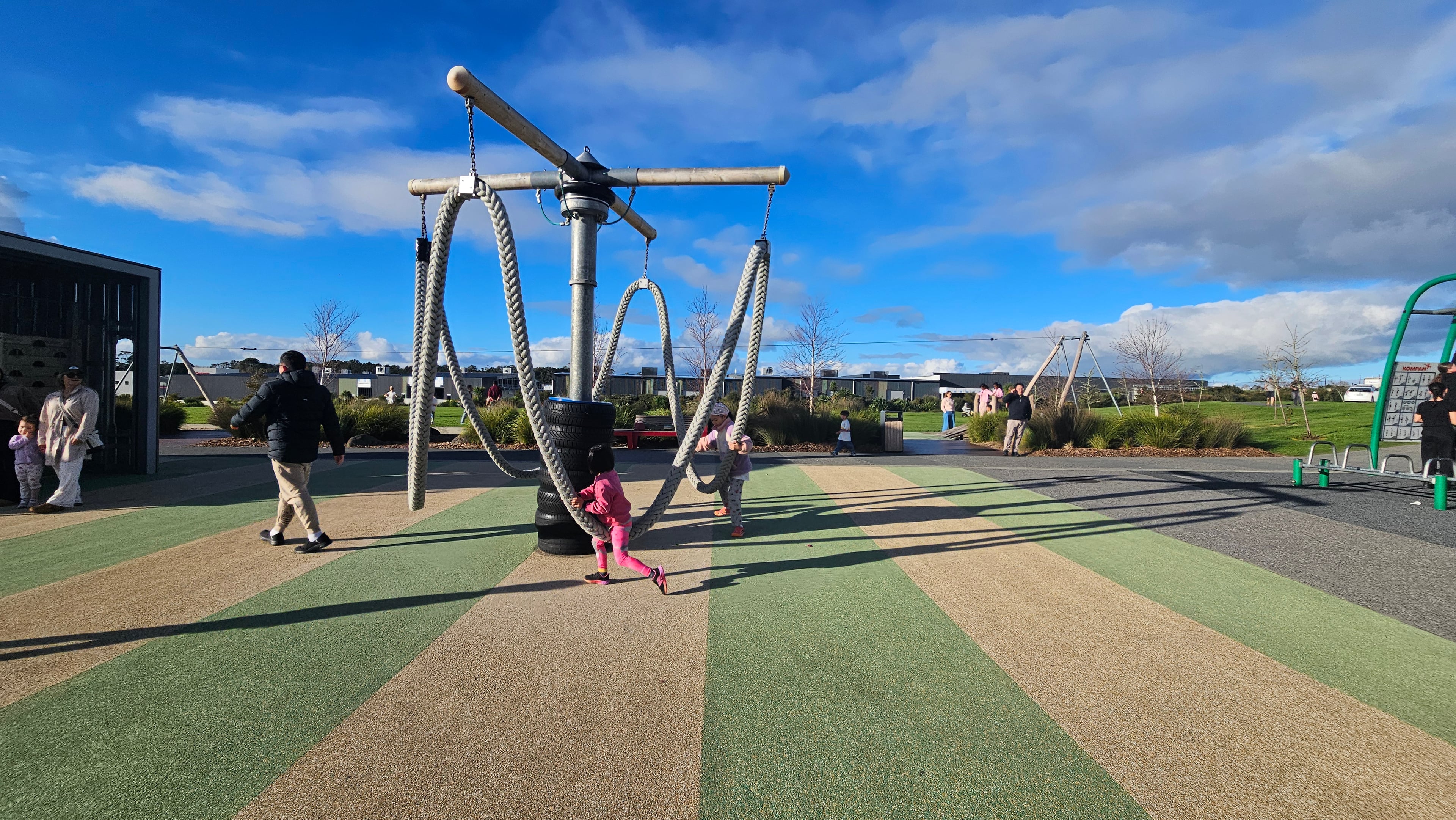 Rubber paths and surfacing make prams, bikes, and scooters easy to manage