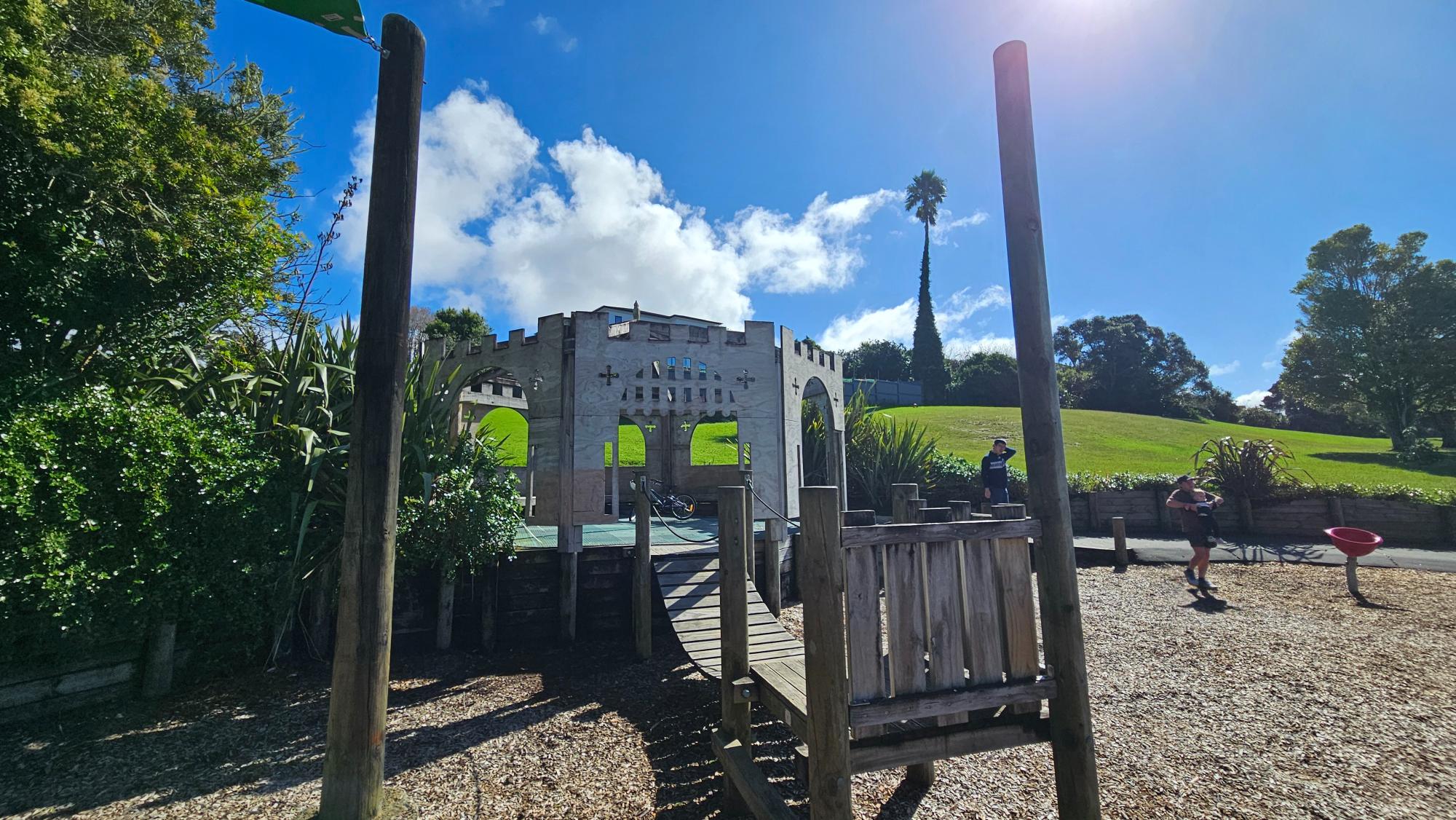 A castle-themed playground structure
