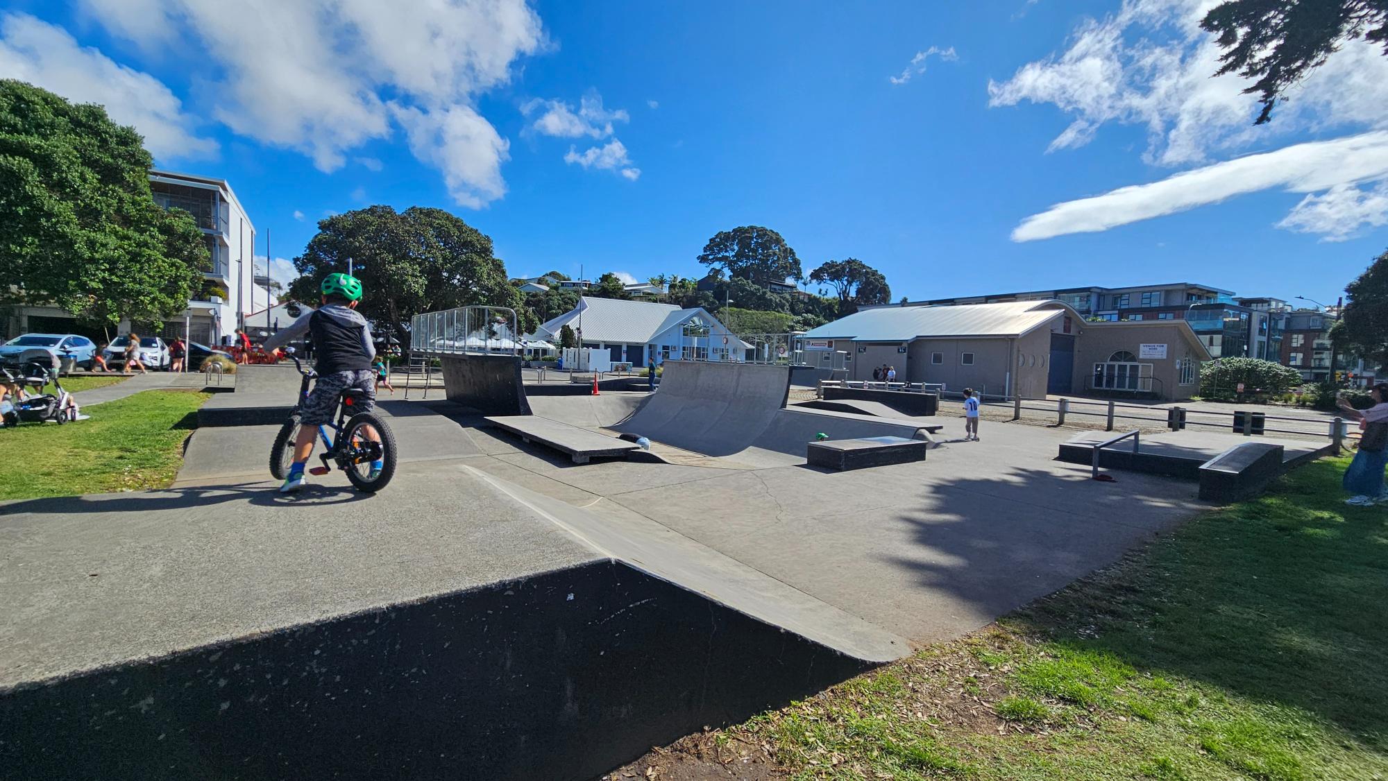 The skate park area is a bit advanced for toddlers, but great for older kids with scooters.