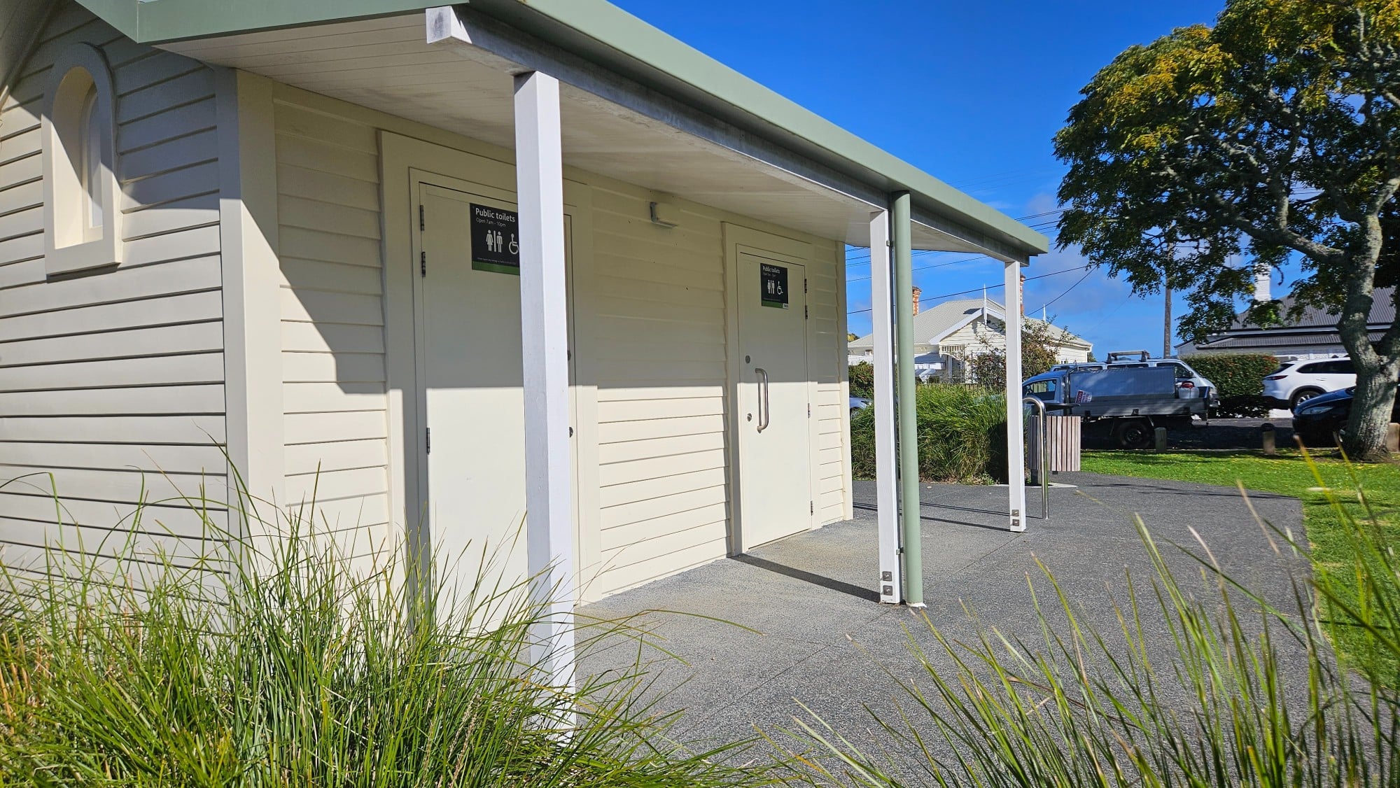 Toilets at Jean Sampson Reserve — noticeably clean and well maintained compared with other playgrounds we have visited