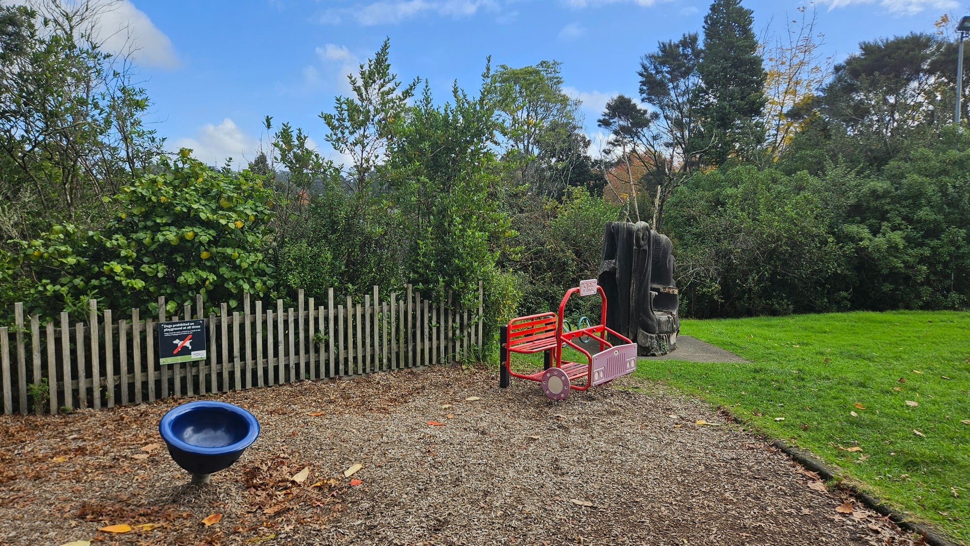 Steps beside the playground leading toward the short nature walk at Kell Park