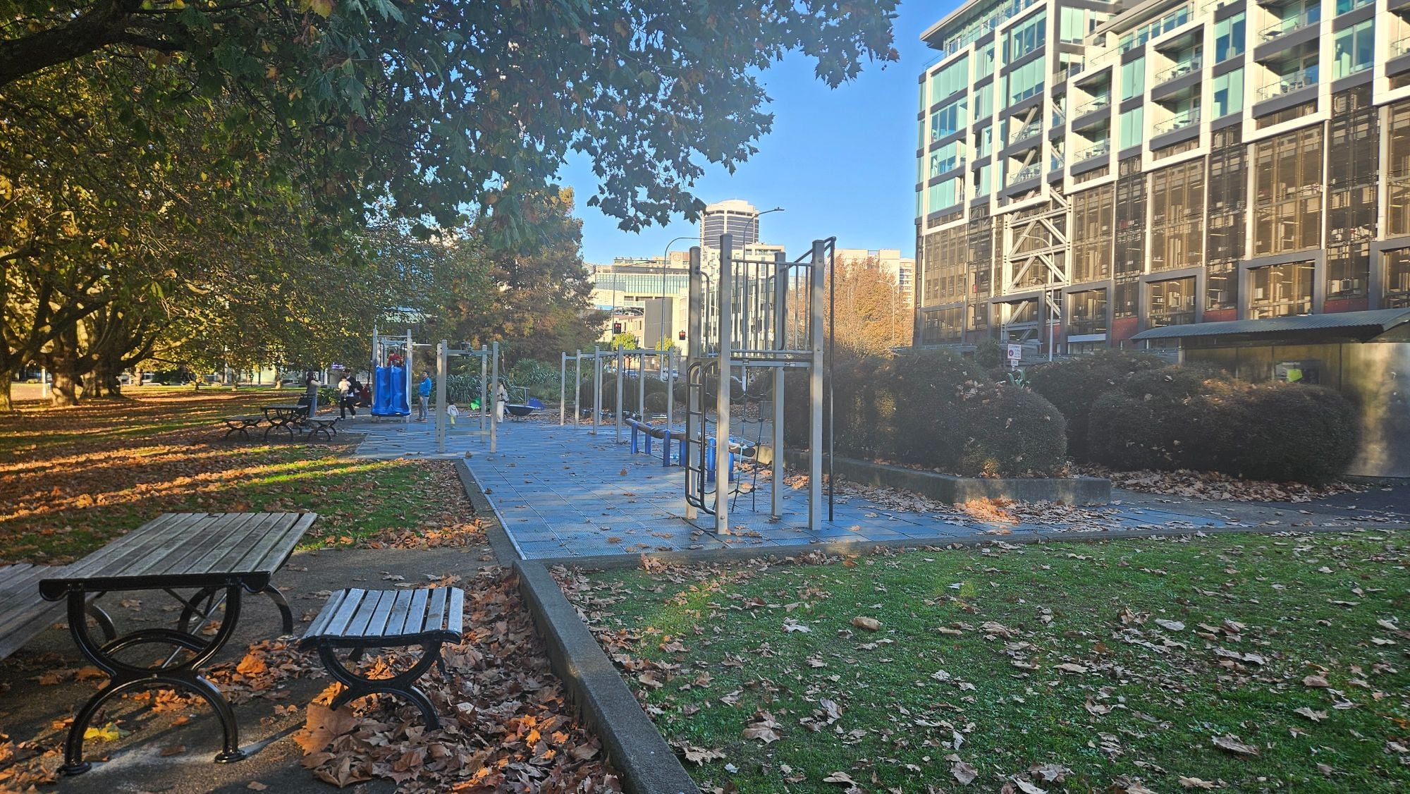 Unlike other playgrounds, the layout of this playground is arranged vertically along the park.