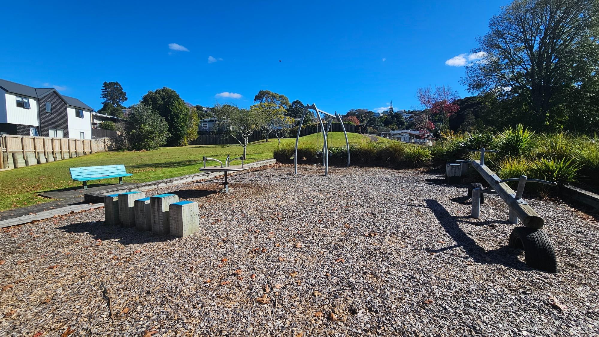 Wooden jumping blocks at Teviot Reserve Playground