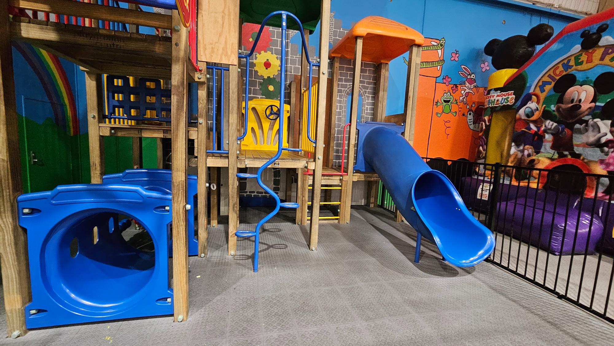 Slide and play structures at Mitre 10 Glenfield