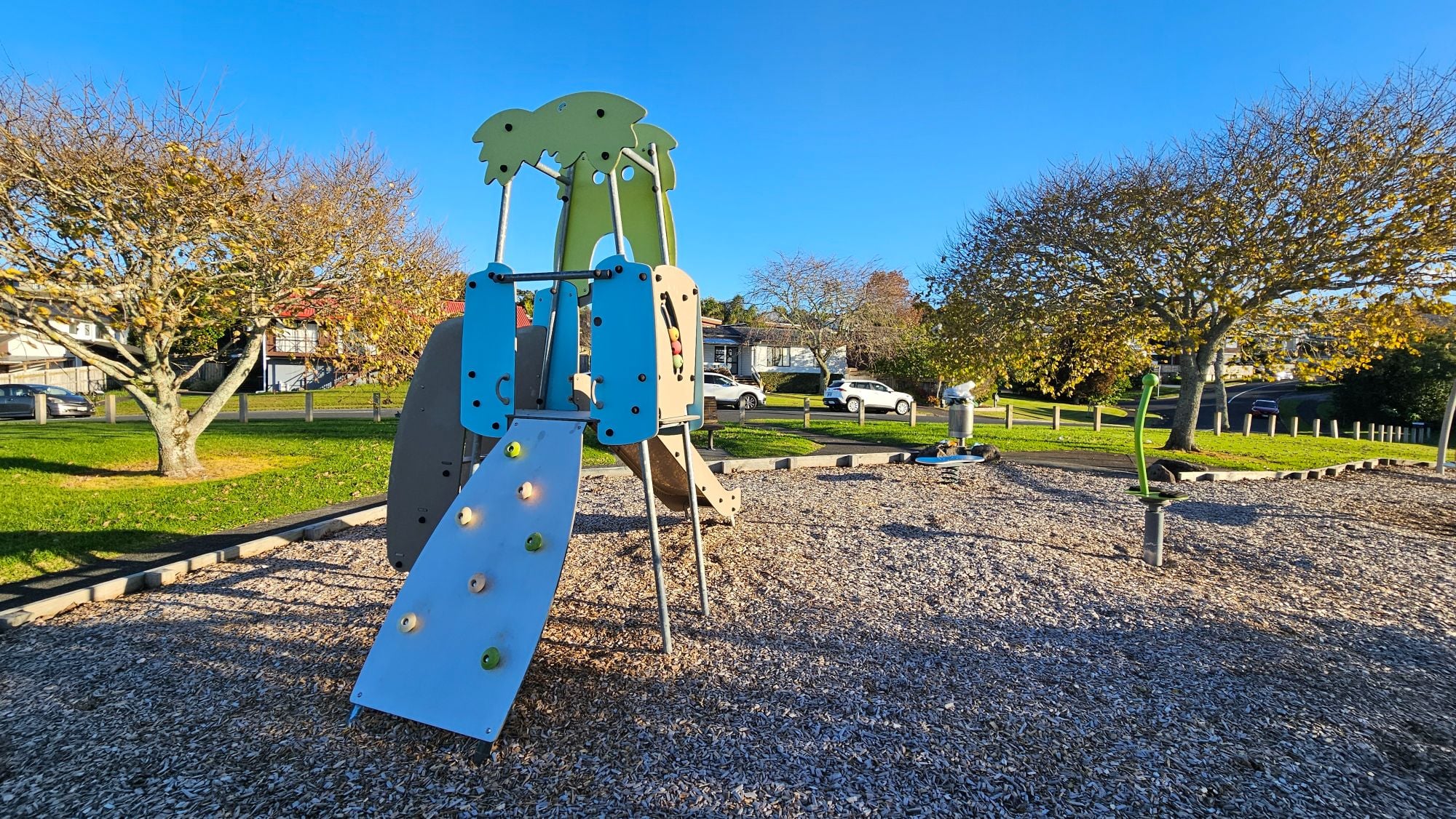 Paved path and play equipment at Bronzewing Reserve