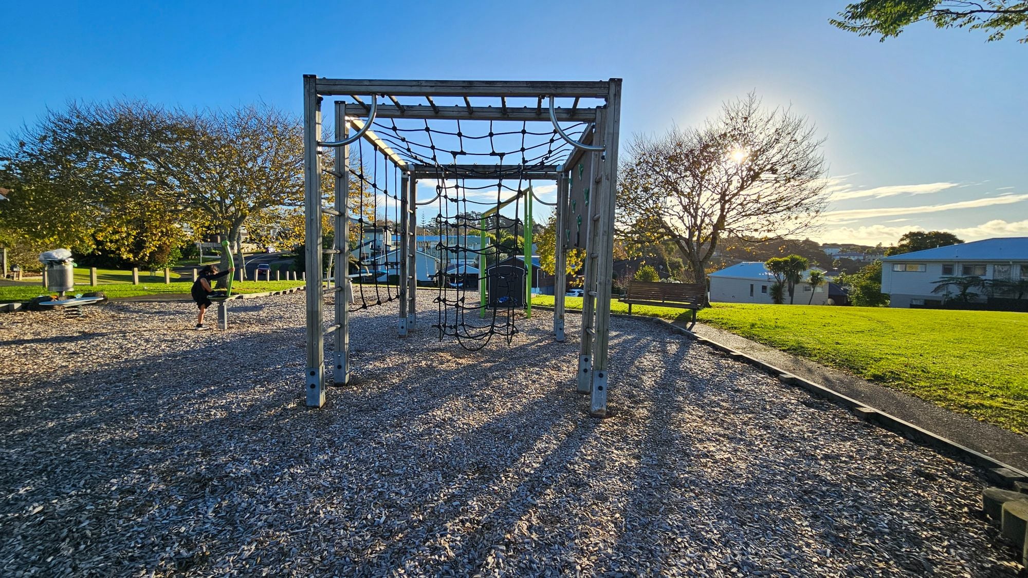 Wooden monkey bars at Bronzewing Reserve