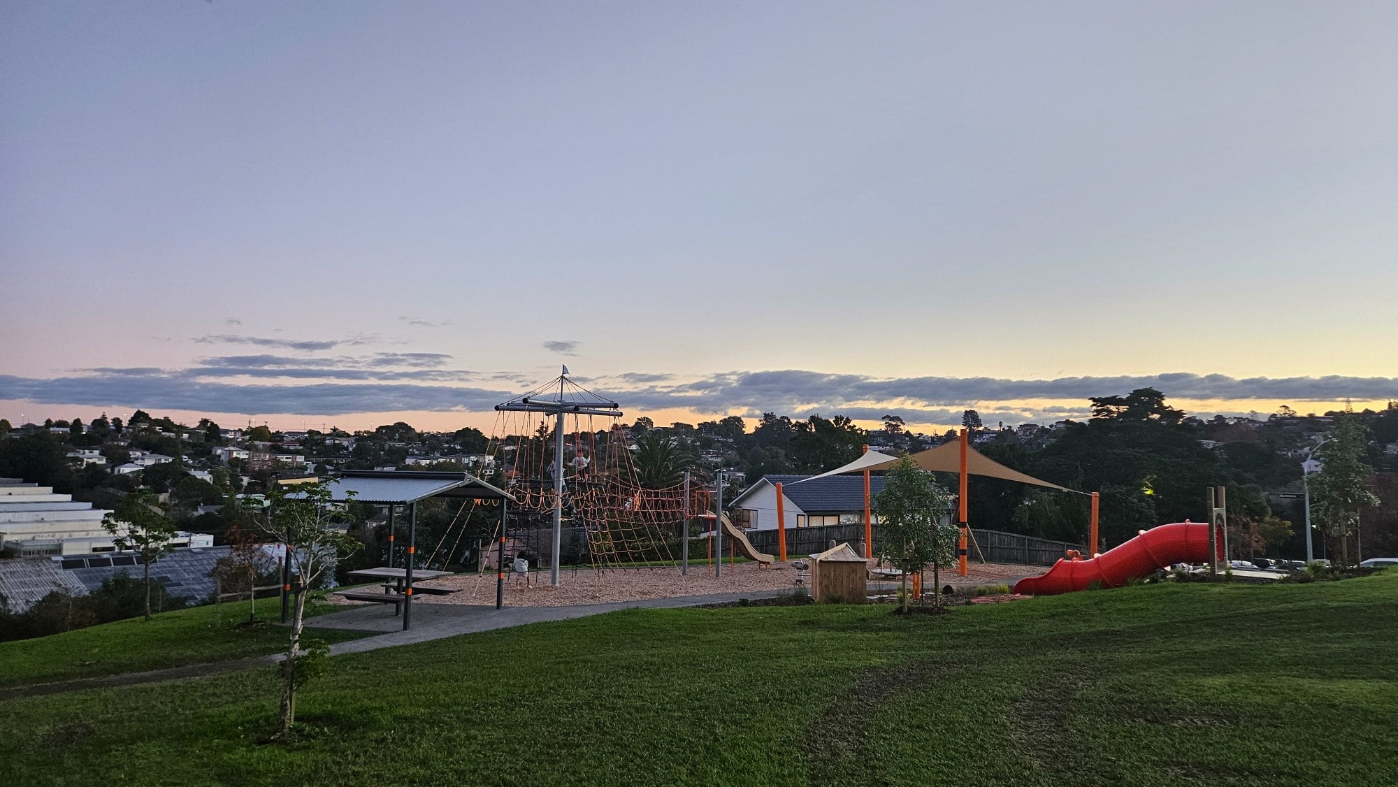 Panoramic view across Glenfield from the hilltop at Leiden Reserve Playground